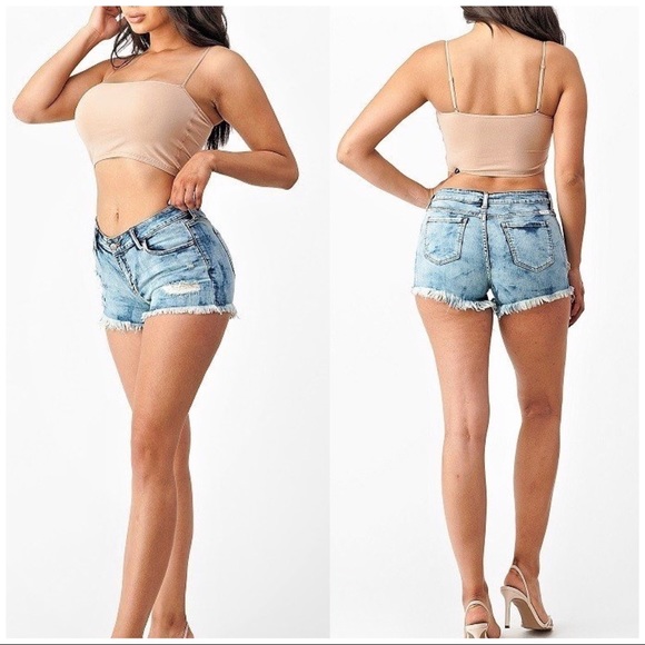 DISTRESSED LOW RISE STRETCH JEAN SHORTS - Picture 6 of 8